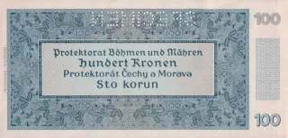 Czech Republic 100 Korun 2nd, 1940 reverse